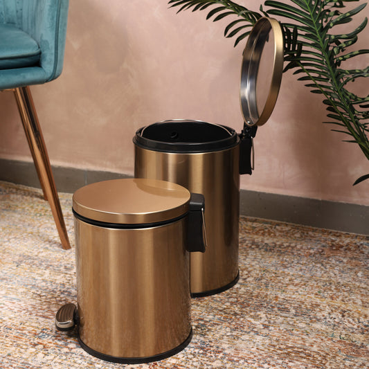 Pedal Ss Trash Can | Soft Close Dustbin | Gold