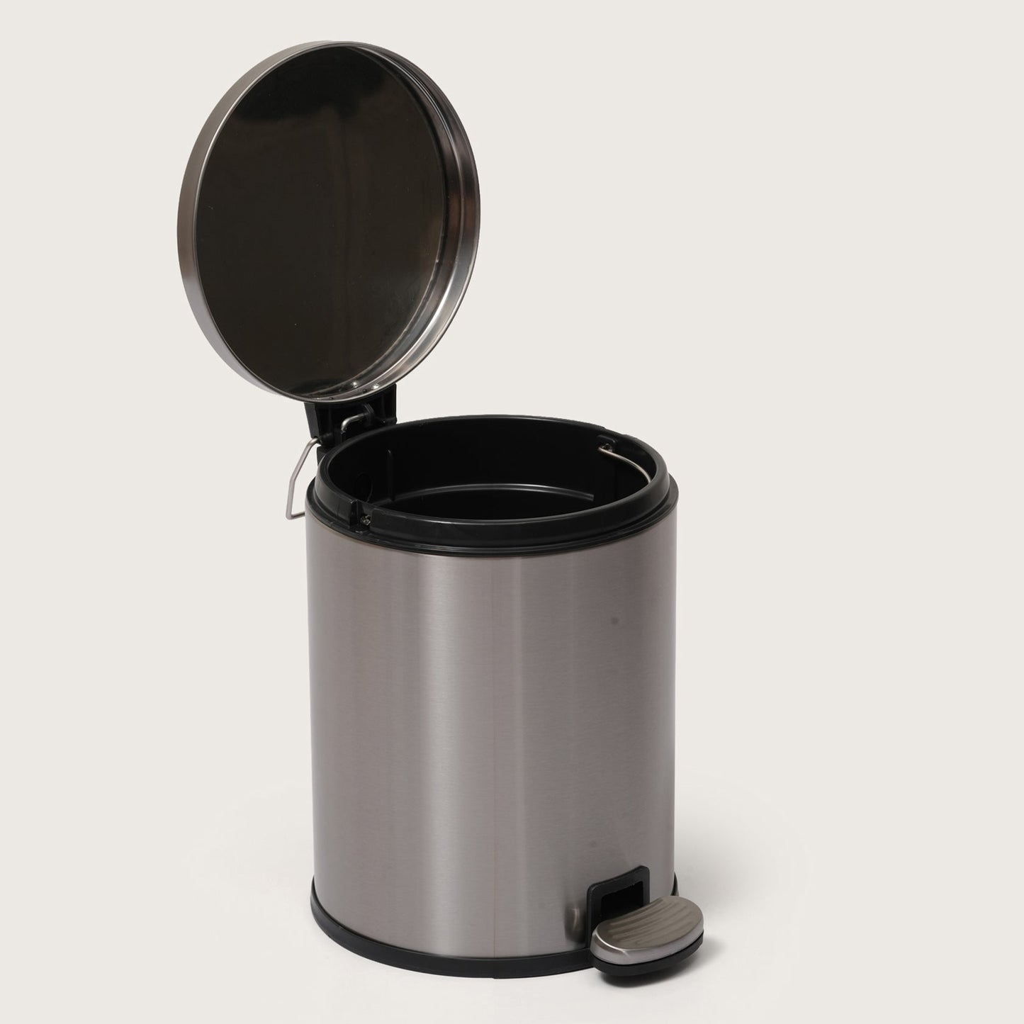 Silver Stainless Steel Pedal Dustbin - Round Step Trash Can