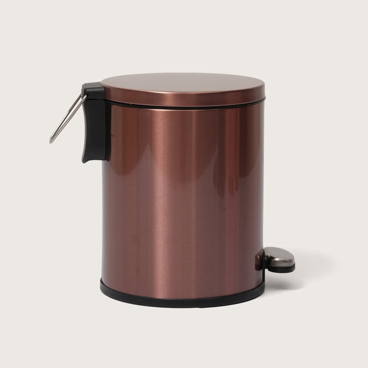 Rose Gold Stainless Steel Pedal Dustbin - Round Step Trash Can