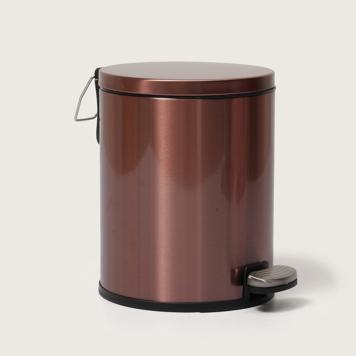 Rose Gold Stainless Steel Pedal Dustbin - Round Step Trash Can