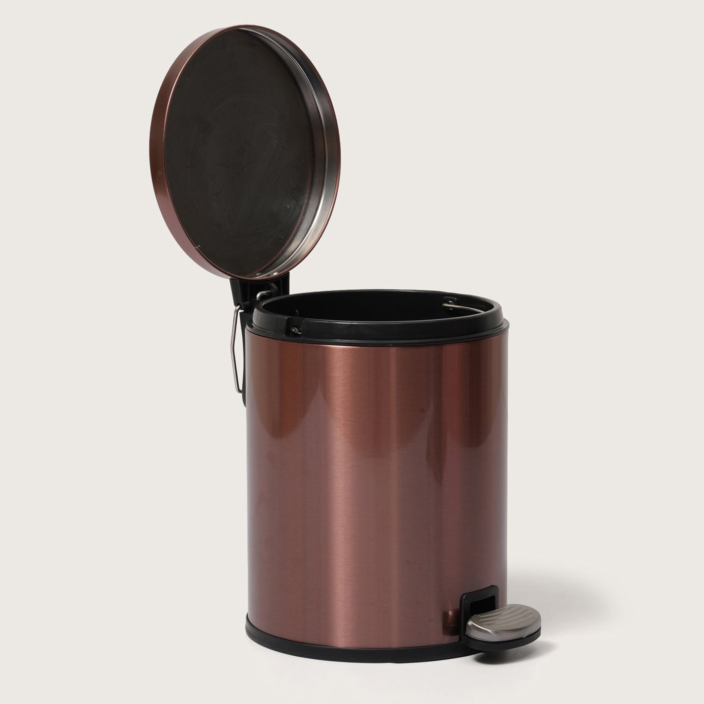 Rose Gold Stainless Steel Pedal Dustbin - Round Step Trash Can