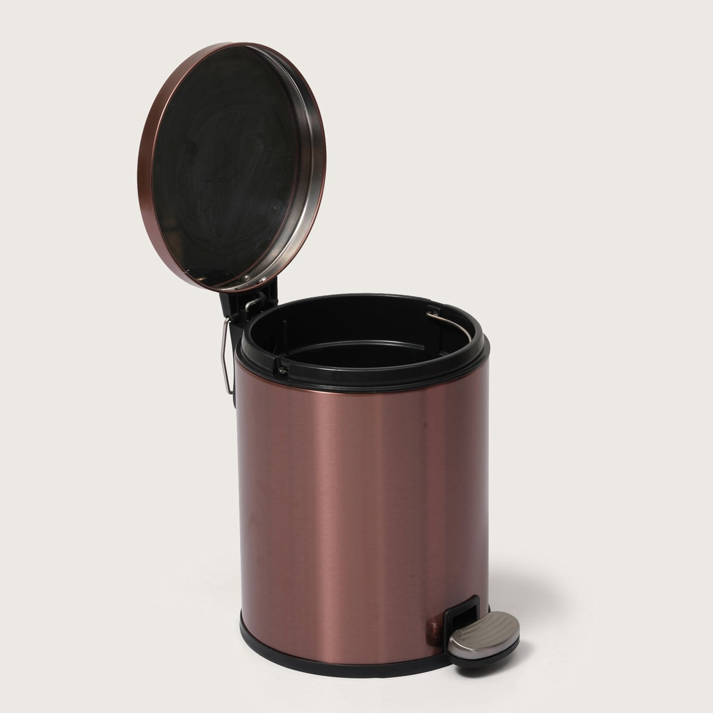 Rose Gold Stainless Steel Pedal Dustbin - Round Step Trash Can