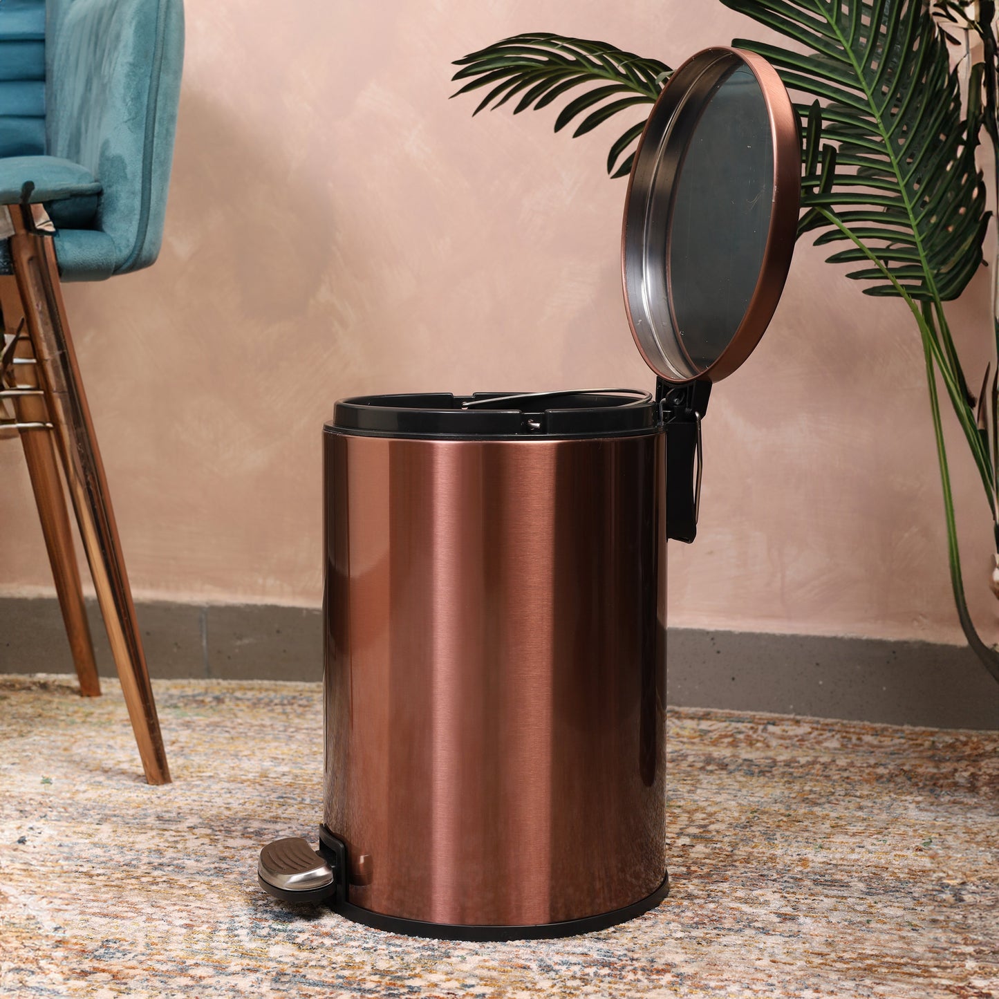 Pedal Ss Trash Can | Soft Close Dustbin | Rose Gold