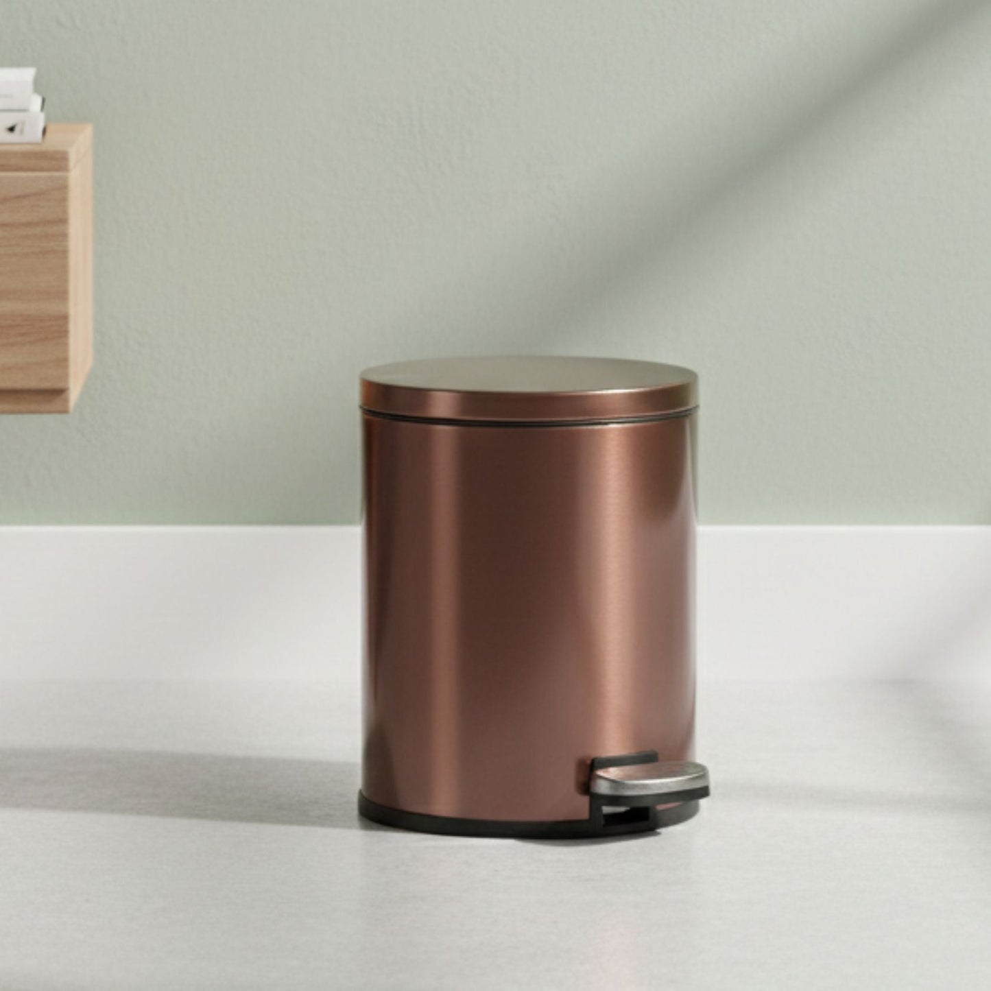Rose Gold Stainless Steel Pedal Dustbin - Round Step Trash Can
